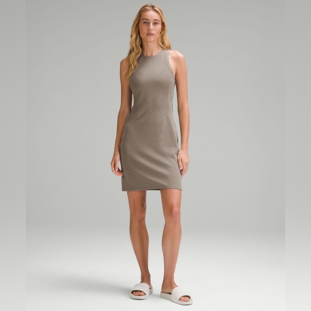 Lululemon Ribbed Softstreme Slim Fit Tank Dress - Nomad, Size 2